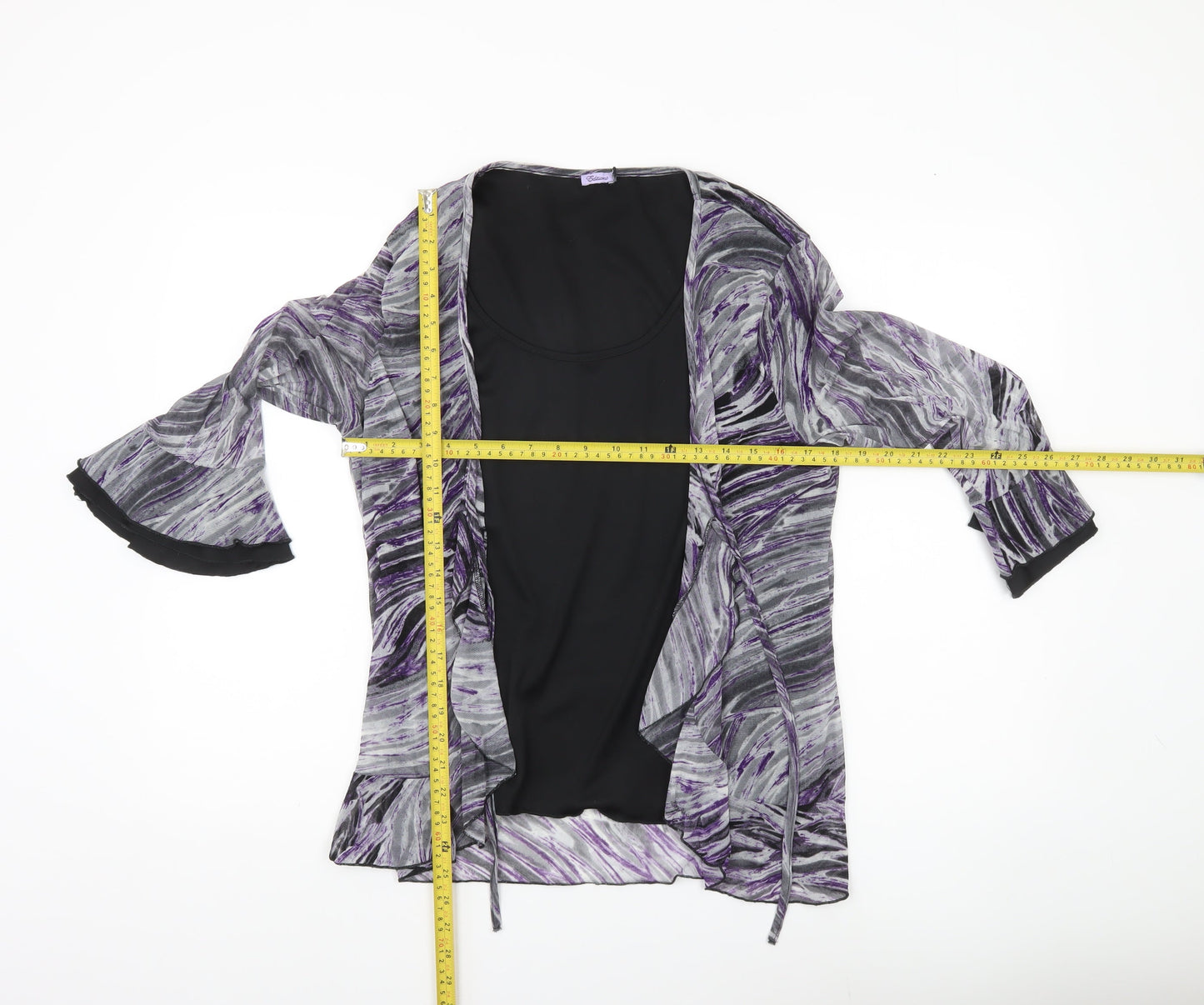 Editions Womens Multicoloured Abstract Wrap Blouse Size 20 Flared Sleeve