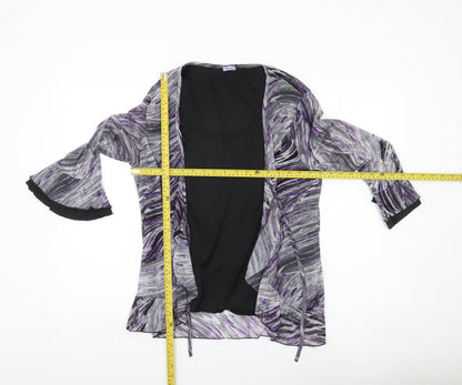 Editions Womens Multicoloured Abstract Wrap Blouse Size 20 Flared Sleeve