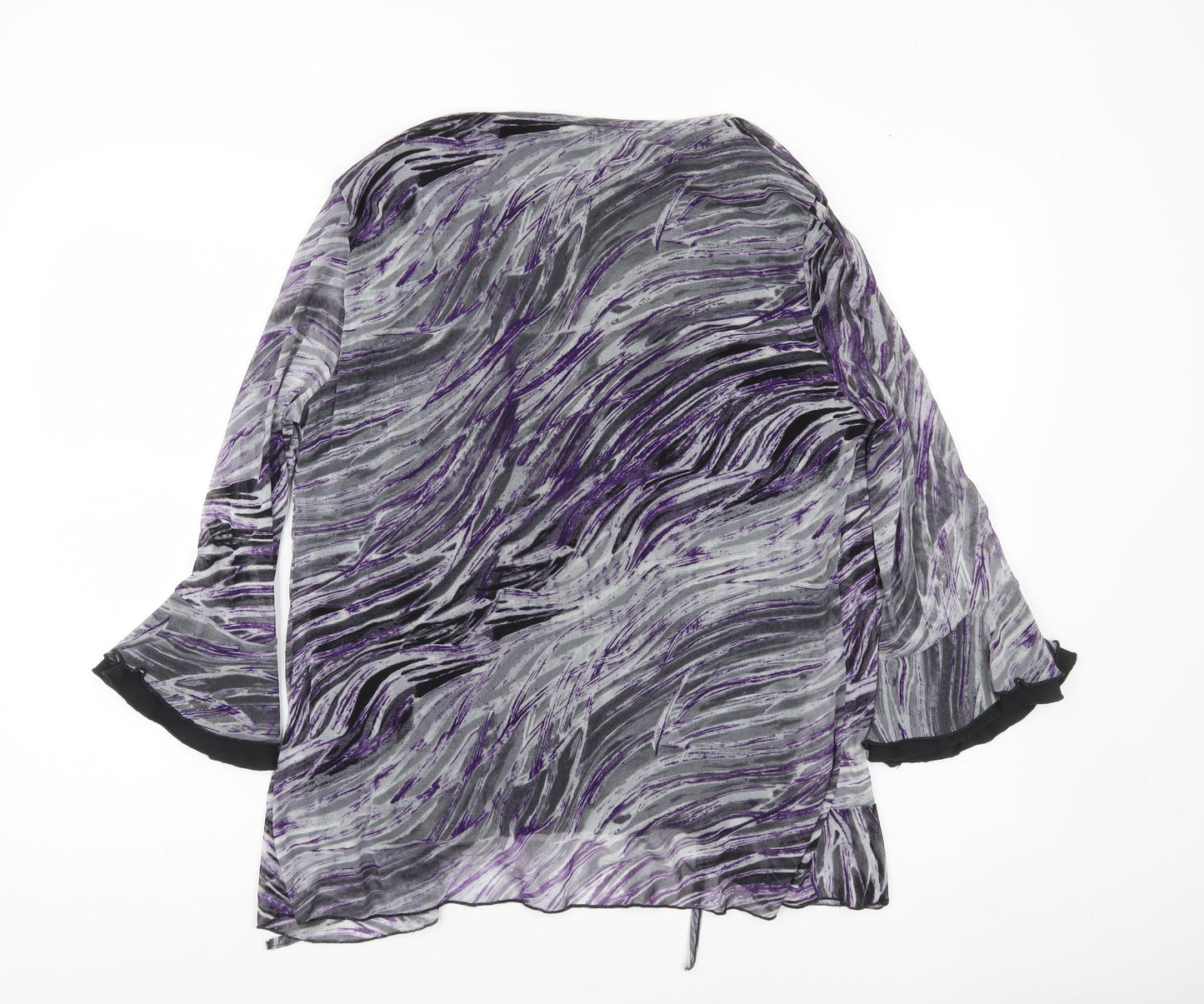 Editions Womens Multicoloured Abstract Wrap Blouse Size 20 Flared Sleeve