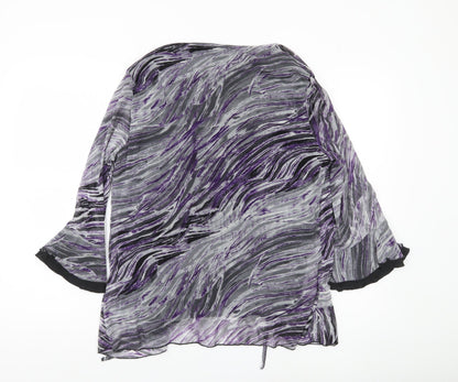 Editions Womens Multicoloured Abstract Wrap Blouse Size 20 Flared Sleeve