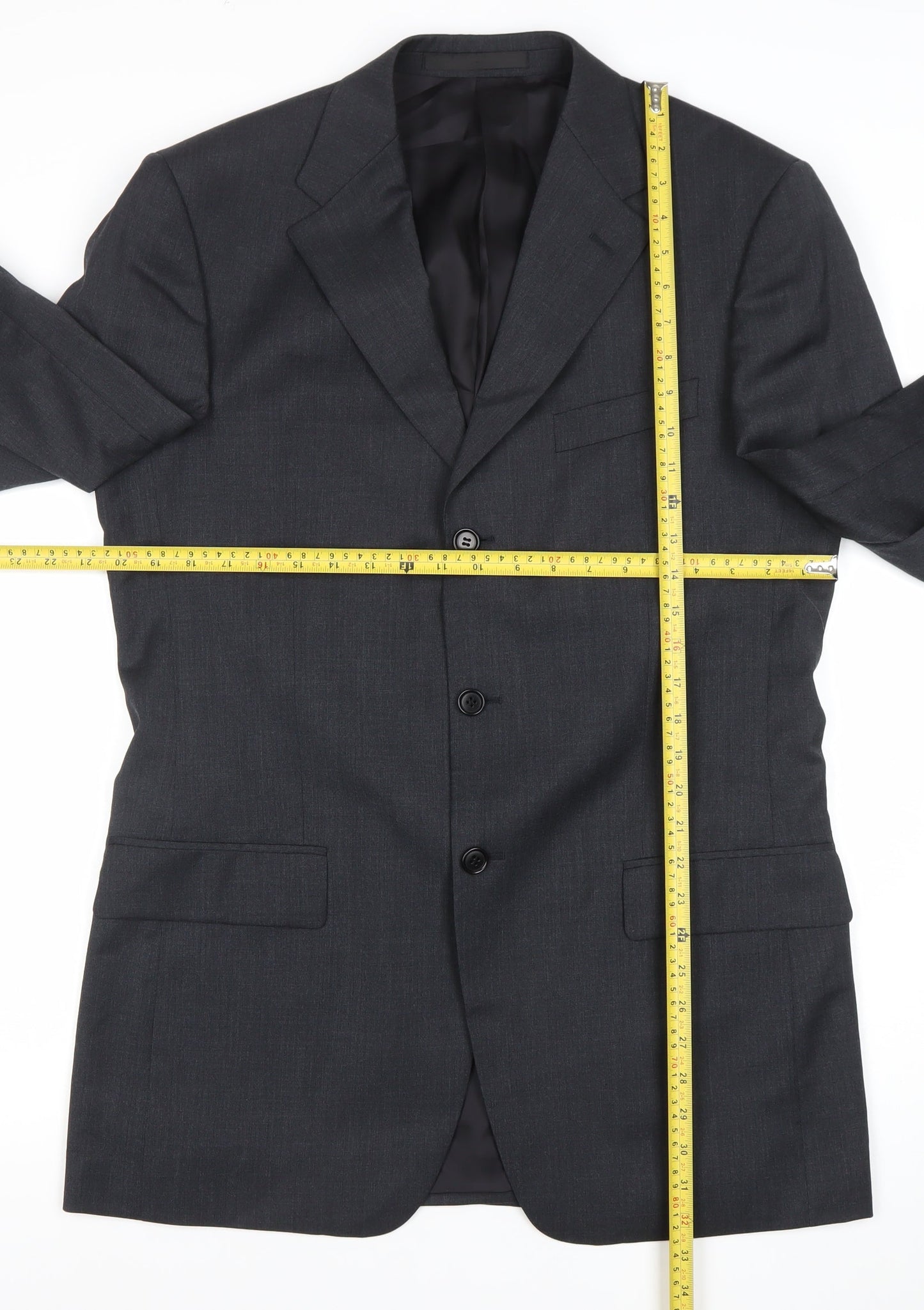 Marks and Spencer Men’s Charcoal Wool Suit Jacket 40 Chest Long