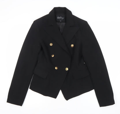 Lulumary Womens Black Double-Breasted Suit Jacket Blazer Size S