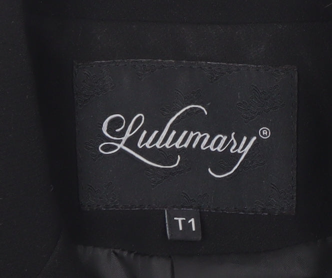 Lulumary Womens Black Double-Breasted Suit Jacket Blazer Size S