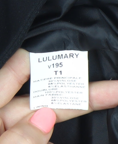 Lulumary Womens Black Double-Breasted Suit Jacket Blazer Size S