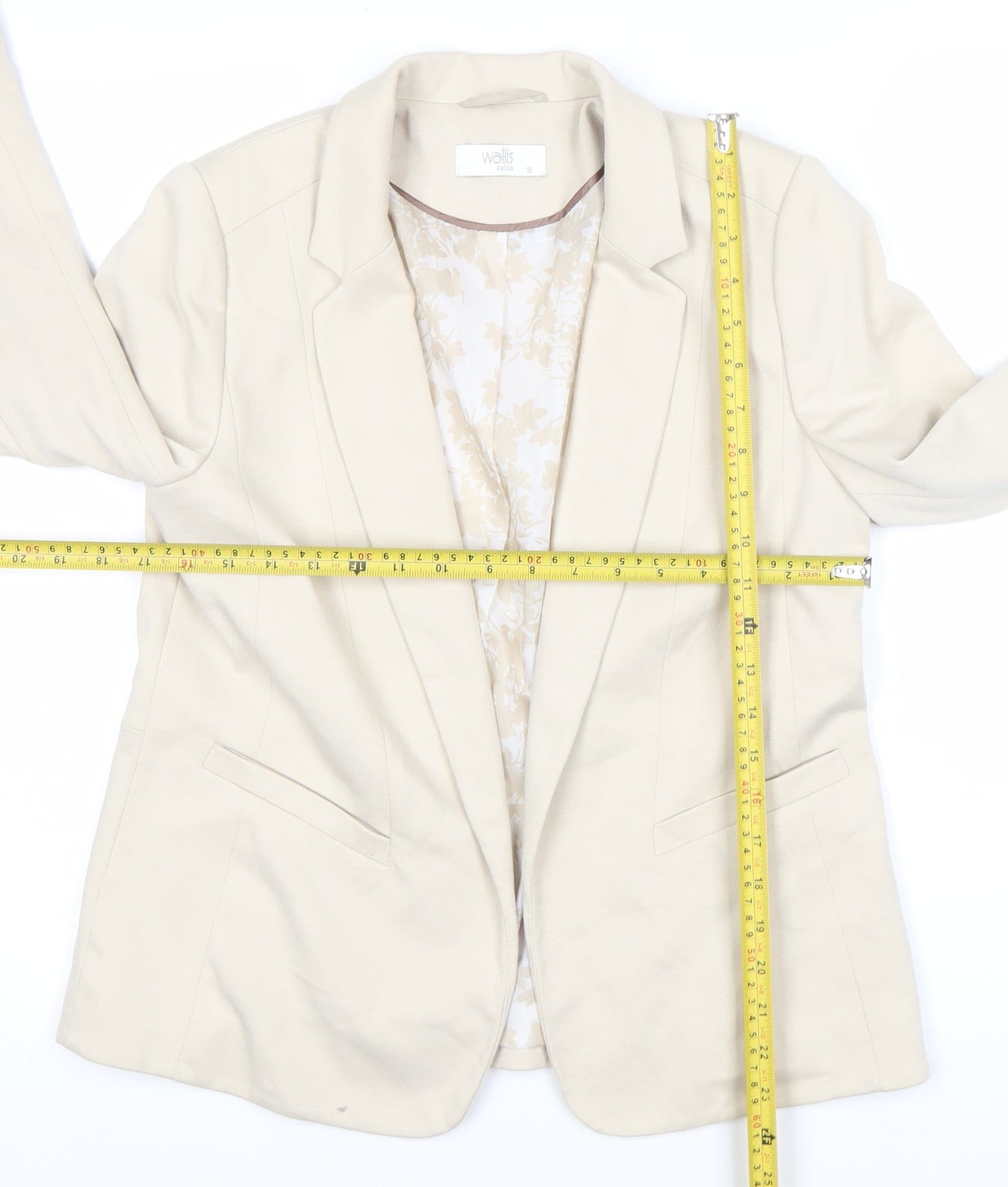 Wallis Women’s Beige Blazer Jacket Size 10 Regular Fit Workwear