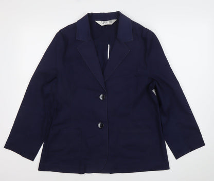Tigi Women’s Blue Size 14 Cotton Blend Notch Lapel Blazer Jacket