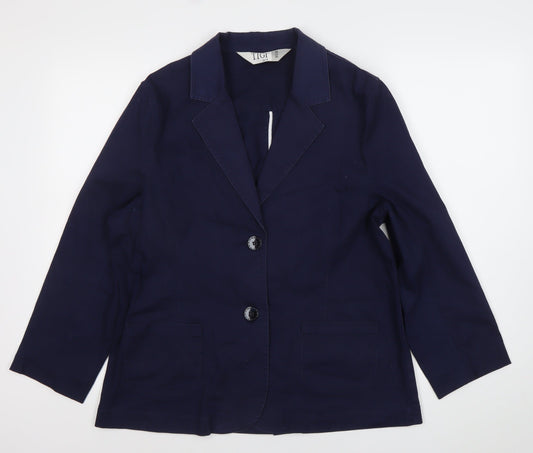 Tigi Women’s Blue Size 14 Cotton Blend Notch Lapel Blazer Jacket