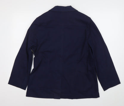 Tigi Women’s Blue Size 14 Cotton Blend Notch Lapel Blazer Jacket