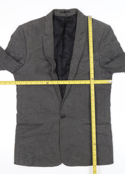 Junk de Luxe Men's Grey Slim Fit Checked Blazer Jacket Size 46