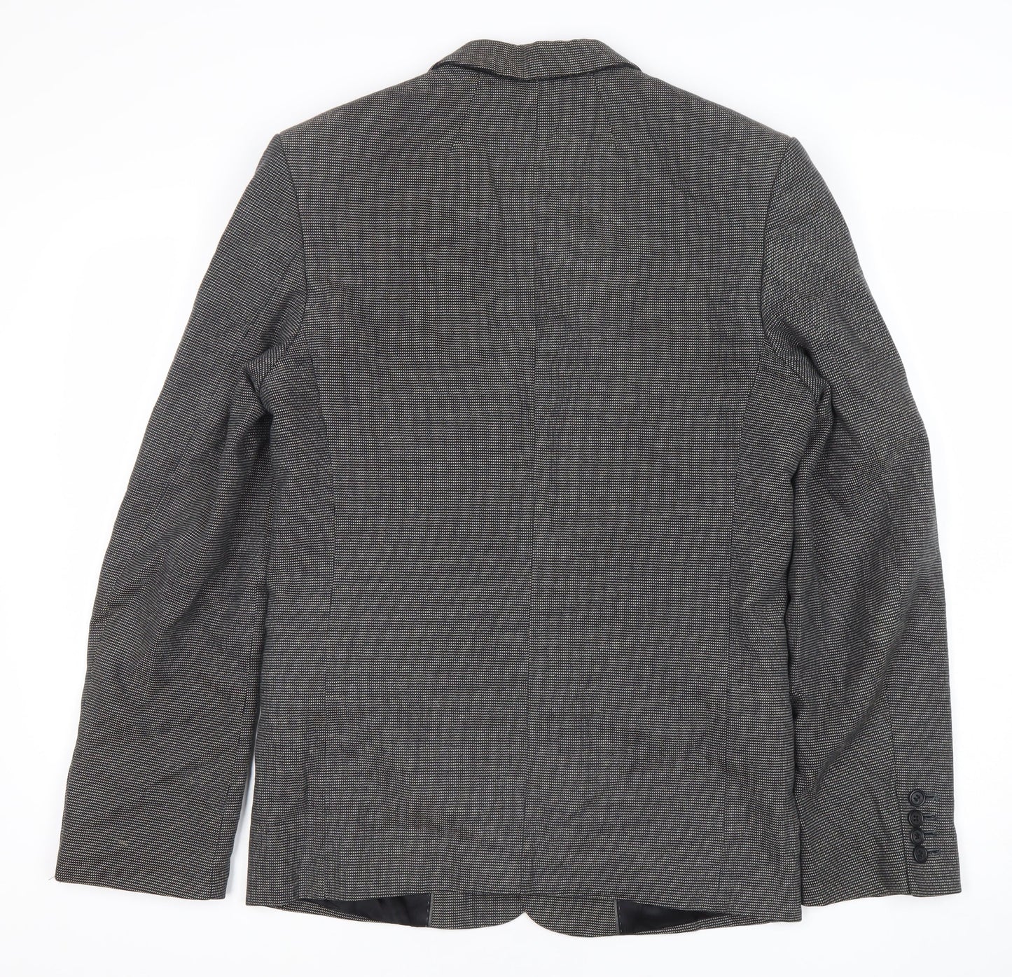 Junk de Luxe Men's Grey Slim Fit Checked Blazer Jacket Size 46