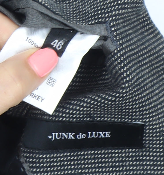 Junk de Luxe Men's Grey Slim Fit Checked Blazer Jacket Size 46