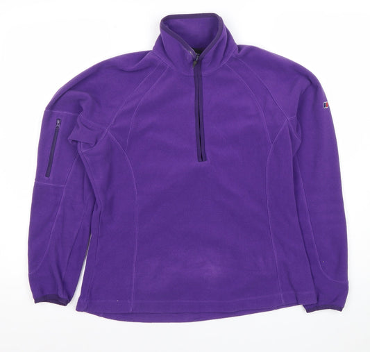 Berghaus Women’s Purple Fleece Sweatshirt UK 12 1/2 Zip Outdoor Hiking