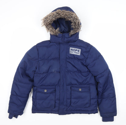 Y.F.K Boys Blue 9-10 Years Puffer Jacket Winter Hooded Coat