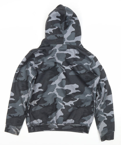 Hype Boys Black Grey Camouflage Pullover Hoodie 13 Years Logo Print