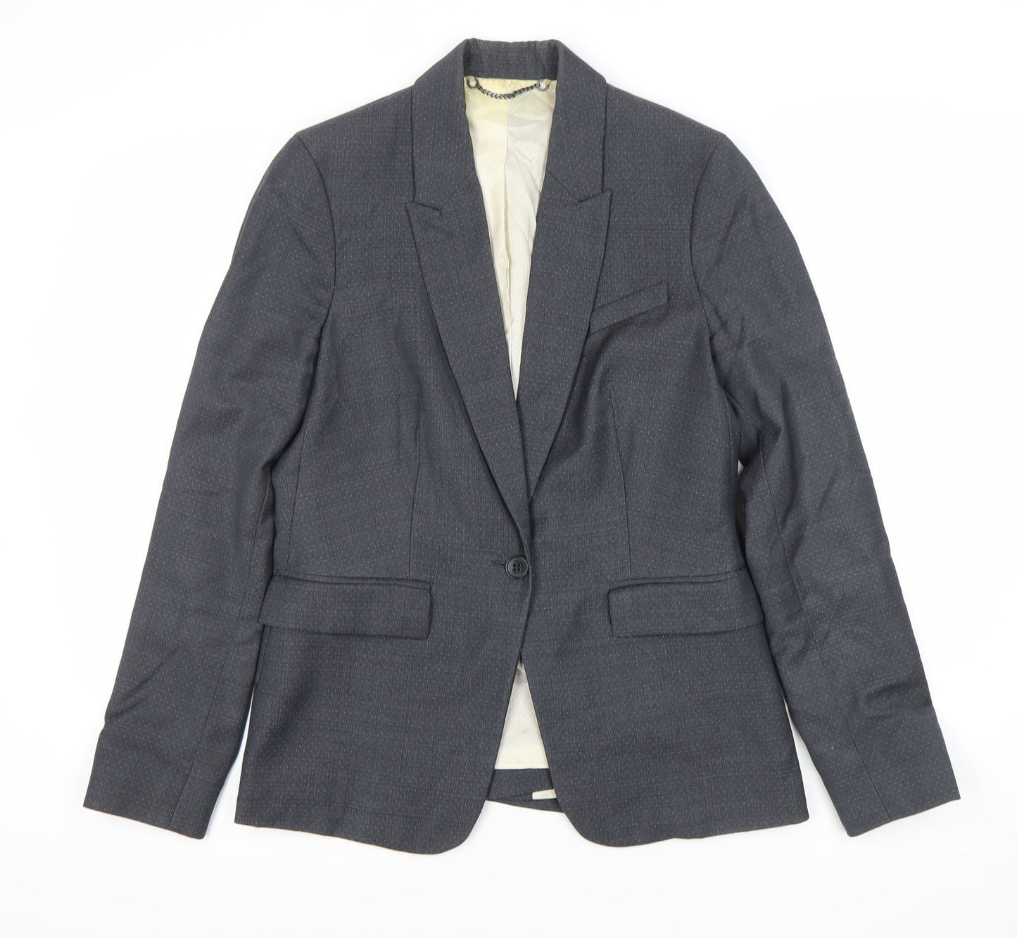 Jigsaw Womens Grey Wool Blend Pinstripe Blazer UK 10 Regular Fit