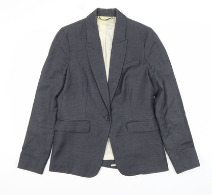 Jigsaw Womens Grey Wool Blend Pinstripe Blazer UK 10 Regular Fit