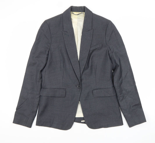 Jigsaw Womens Grey Wool Blend Pinstripe Blazer UK 10 Regular Fit