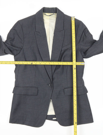 Jigsaw Womens Grey Wool Blend Pinstripe Blazer UK 10 Regular Fit