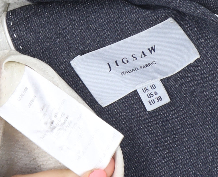 Jigsaw Womens Grey Wool Blend Pinstripe Blazer UK 10 Regular Fit