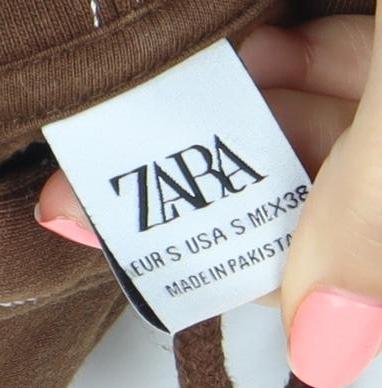 Zara Women’s Brown Pullover Hoodie Size S Cotton Blend