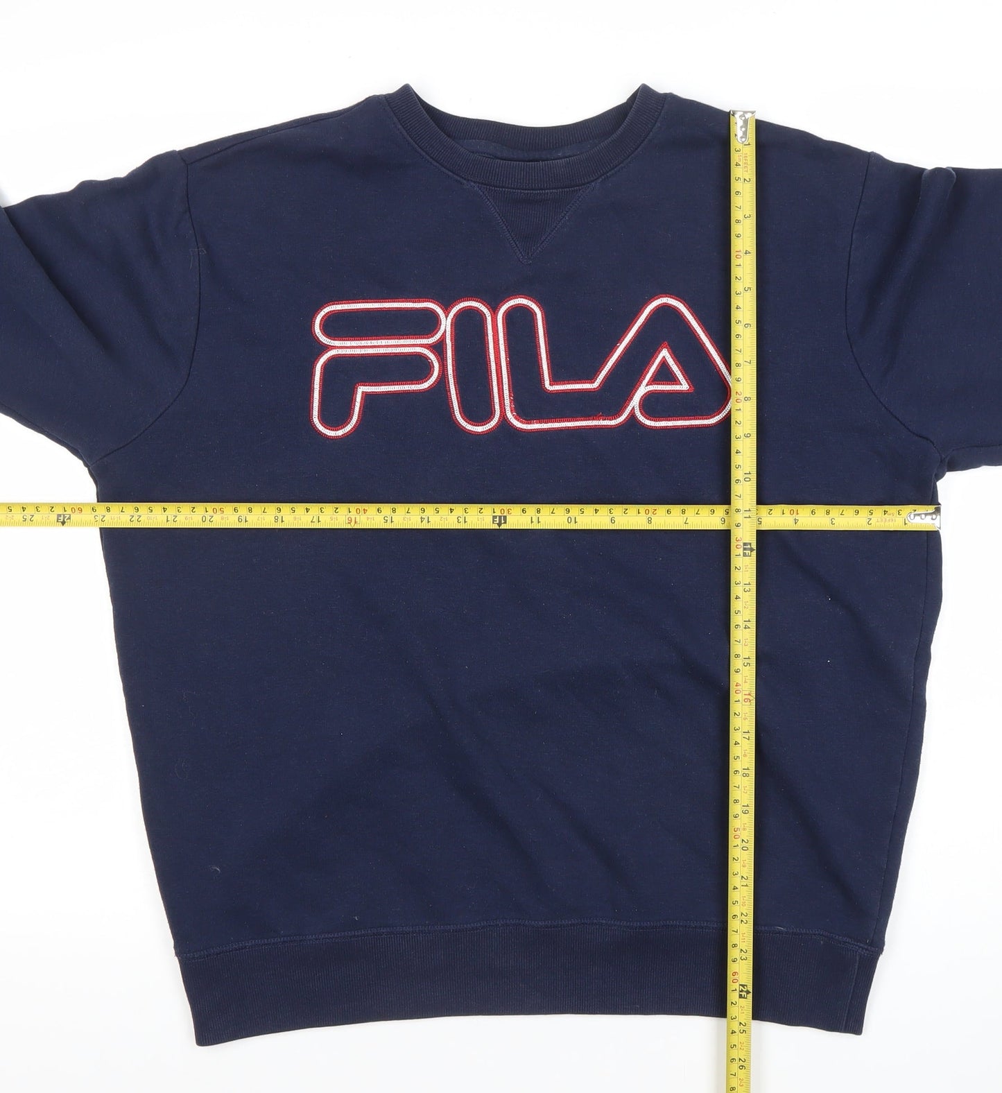 Fila Womens Navy Blue Logo Sweatshirt Medium Pullover Crew Neck