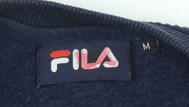 Fila Womens Navy Blue Logo Sweatshirt Medium Pullover Crew Neck