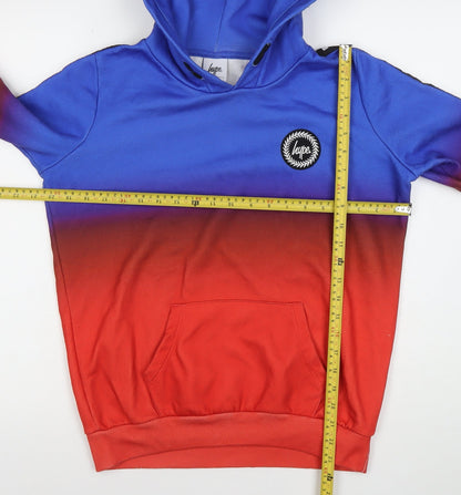 Hype Boys Blue Red Pullover Hoodie 14 Years Logo Print Hooded Jumper