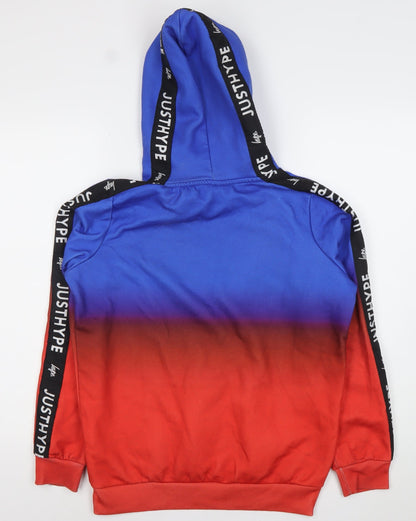 Hype Boys Blue Red Pullover Hoodie 14 Years Logo Print Hooded Jumper