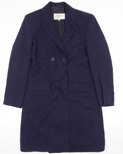 Zyga Womens Navy Blue Long Overcoat Size 12 Polyviscose Lined