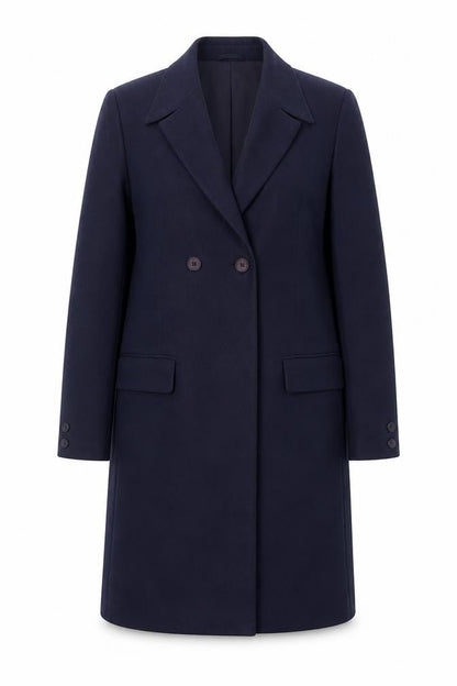 Zyga Womens Navy Blue Long Overcoat Size 12 Polyviscose Lined