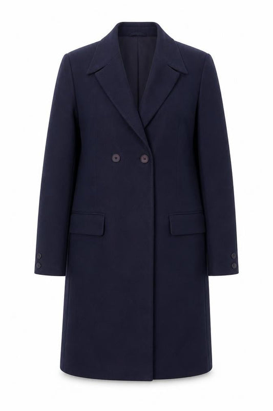 Zyga Womens Navy Blue Long Overcoat Size 12 Polyviscose Lined