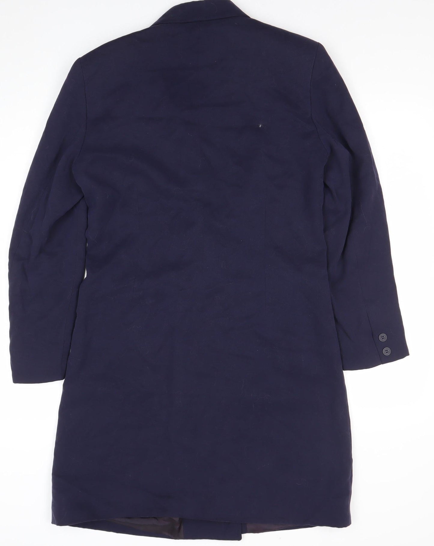 Zyga Womens Navy Blue Long Overcoat Size 12 Polyviscose Lined