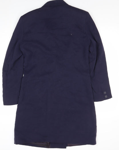 Zyga Womens Navy Blue Long Overcoat Size 12 Polyviscose Lined