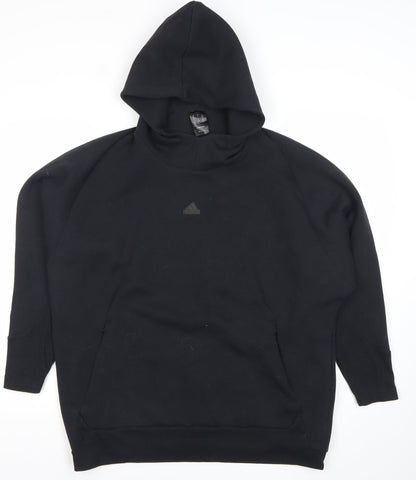 Adidas Womens Black Pullover Hoodie Size M 12-14 Sportswear