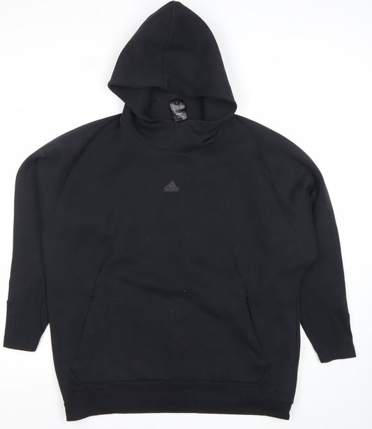 Adidas Womens Black Pullover Hoodie Size M 12-14 Sportswear