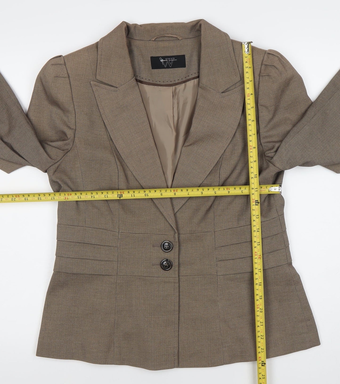 BHS Women’s Brown Herringbone Suit Jacket Size 14 Tailored Two-Button