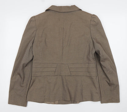 BHS Women’s Brown Herringbone Suit Jacket Size 14 Tailored Two-Button