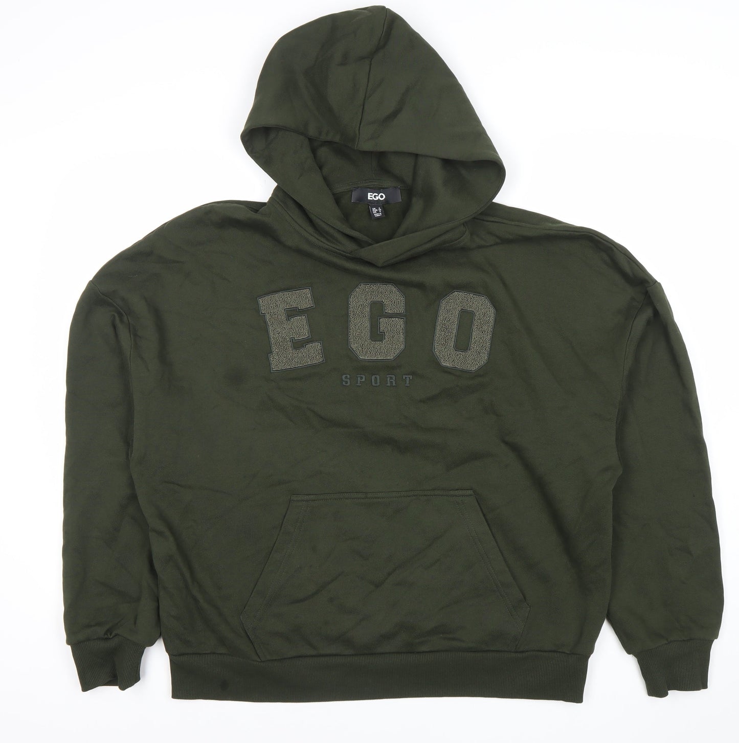 EGO Women’s Green Pullover Hoodie UK 8 Logo Sport Sweatshirt