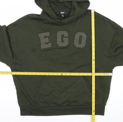 EGO Women’s Green Pullover Hoodie UK 8 Logo Sport Sweatshirt