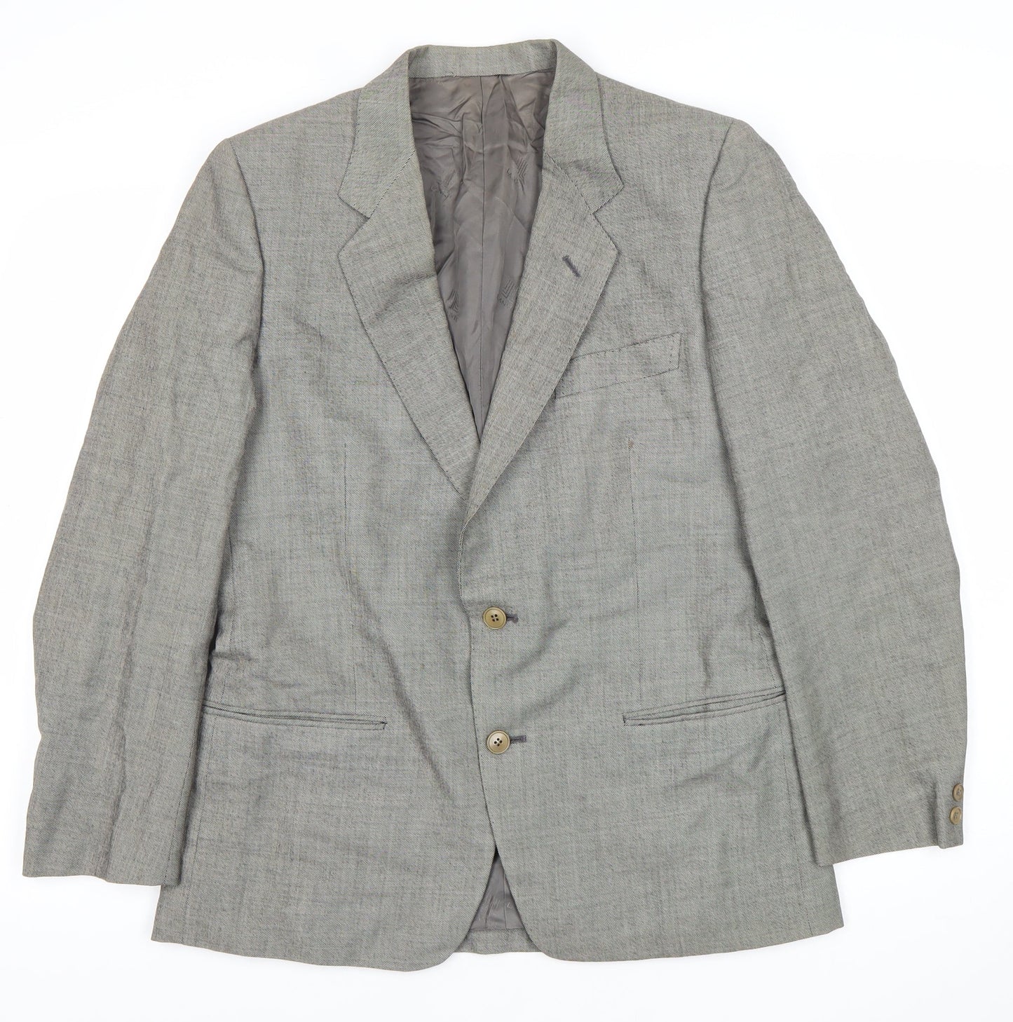 Lanvin Men Grey Wool Blazer Jacket Size 40 Regular Notch Lapel