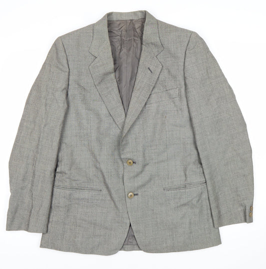 Lanvin Men Grey Wool Blazer Jacket Size 40 Regular Notch Lapel