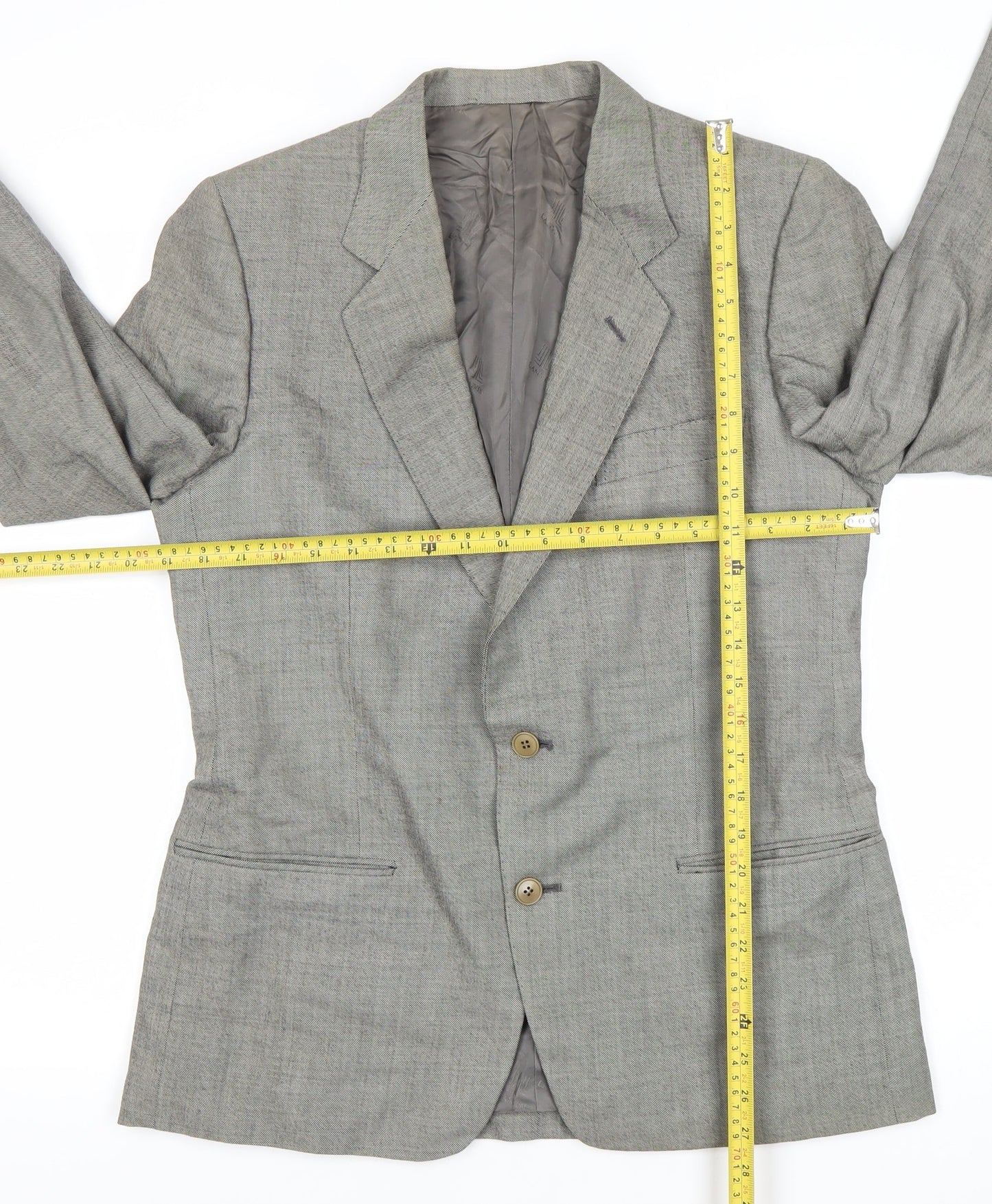 Lanvin Men Grey Wool Blazer Jacket Size 40 Regular Notch Lapel