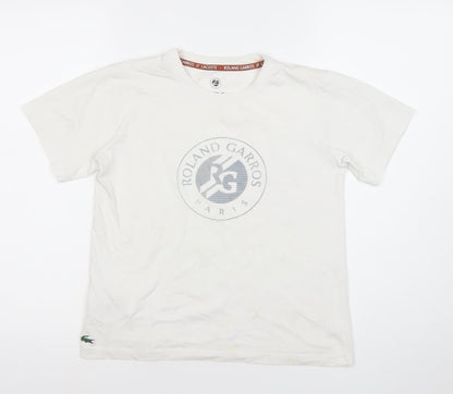 Lacoste Boys White T-Shirt Roland Garros 12 Years Short Sleeve Tennis Top