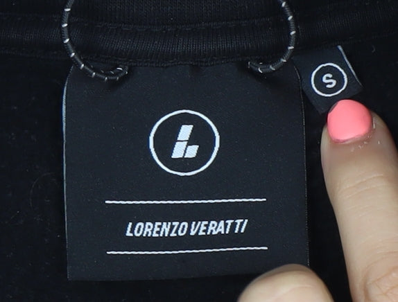 Lorenzo Veratti Mens Black Pullover Hoodie S Embroidered Logo
