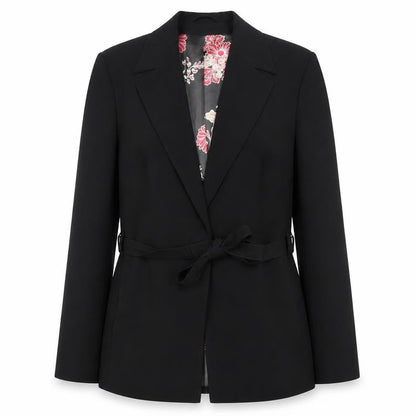 Dorothy Perkins Women Black Size 12 Belted Blazer Jacket