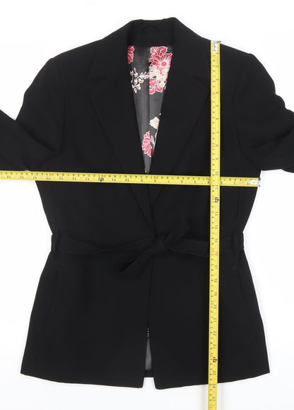Dorothy Perkins Women Black Size 12 Belted Blazer Jacket