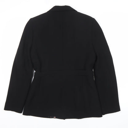 Dorothy Perkins Women Black Size 12 Belted Blazer Jacket