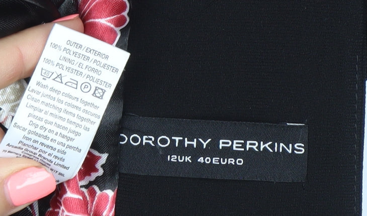 Dorothy Perkins Women Black Size 12 Belted Blazer Jacket