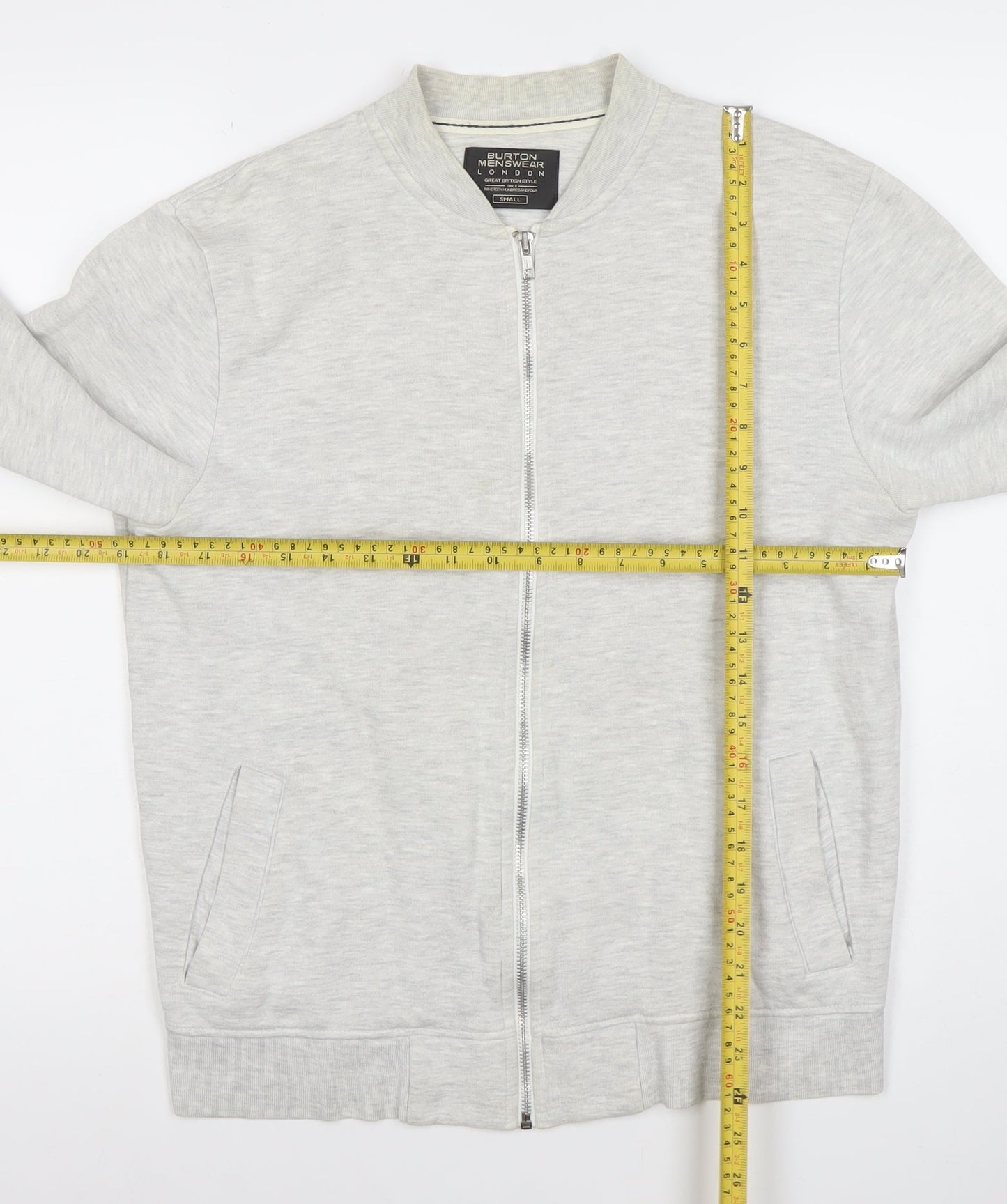 Burton Menswear London Men's Grey Full Zip Sweatshirt Small