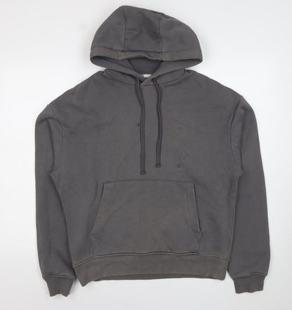 Zara Men Grey Pullover Hoodie Small Fleece Long Sleeve Casual